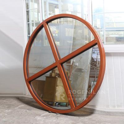 China ROGENILAN Swing 110 Series Double Circular Aluminum Tempered Glass Windows for sale