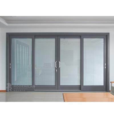 China Sliding ROGENILAN AS2047 Australian Standard Aluminum Double Glass Sliding Doors With Blinds Inside for sale