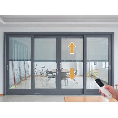 China Modern Cheap Waterproof Aluminum Sliding Doors With Shade System Manufacturer for sale