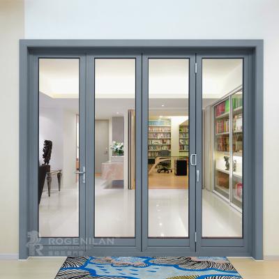 China Modern Aluminum Glass System Folding Door Modern Living Room Glass Sliding Partition for sale