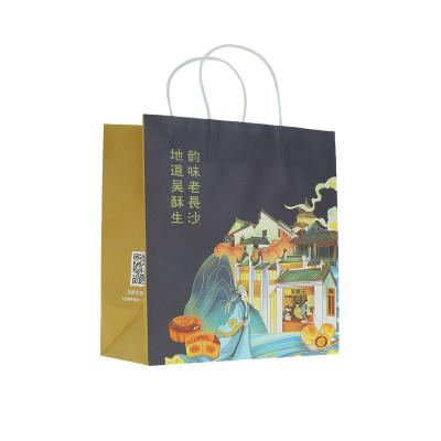 China Best Price Flat Bottom Brown Kraft Paper Shopping Bag Recyclable Reusable Custom Paper Bag With Handles for sale