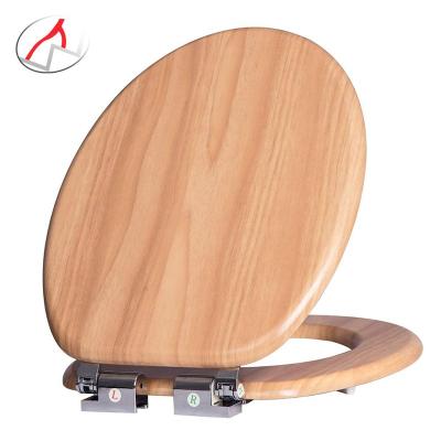 China Slow-end Toilet Seats Customized Printing Western Universal Molded Soft Close Wooden Stainless Steel MDF Toilet Seat Hinges Supplier for sale