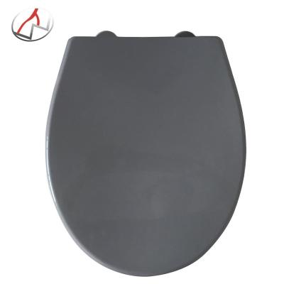 China Slow-End And Soft Round Plastic QQ Toilet Seats Gray Color PP Closing Toilet Seat Shape Stainless Steel Hinges One Button Quick Release for sale