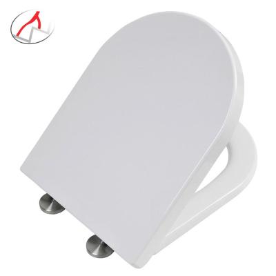 China Standard Slow-end Toilet Seats D Shaped Large U Shape PP Plastic Toilet Seat Soft Closing Up Fixing for sale