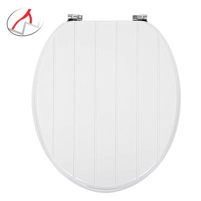 China Toilet Seats Slow-end Tongue and Groove Wooden Seat Design is Lightweight and Strong Fits Standard Extended Toilet, White for sale