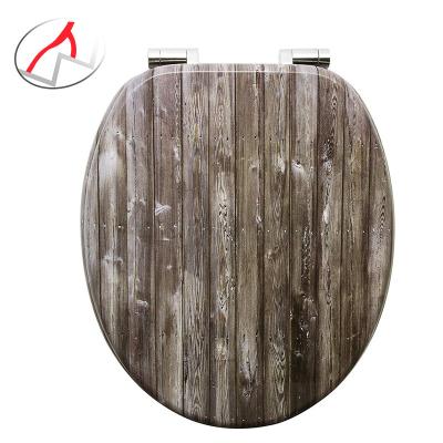 China Durable Slow-End Toilet Seats Stainless Steel Fixing Hinges Molded Wooden Toilet Seat Cover MDF Bamboo Soft End for sale