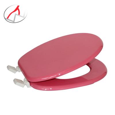 China Slow-end Toilet Seats Customized Modern Pink Colored MDF Toilet Seat With Plastic Hinges for sale