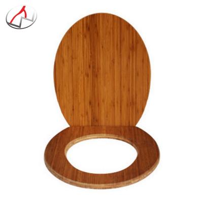 China Slow-End Toilet Seats Solid Bamboo Toilet Seat With Brushed-Nickel Hinges for sale