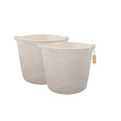 China Best Sustainable Selling Natural Storage Woven Cotton Rope Basket Baby Laundry Hamper Woven Hamper Set of 2 for sale