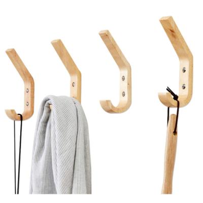 China Durable Solid Wood Coat Hook Rack Easy To Install Wall Mounted Wooden Coat Hooks Set Of 4 for sale