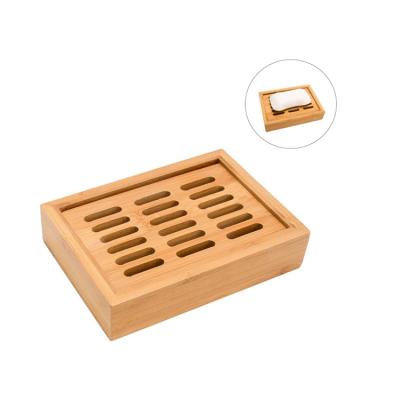 China Eco-Freindly High Quality Modern Natural Rectangle Multiple Uses Bamboo Soap Dish With Drain Soap Dish Bathroom for sale