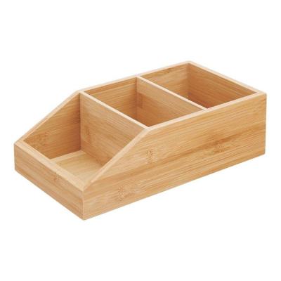 China Eco-Freindly Partial Bamboo 4 Piece And 3 Wooden Bathroom Storage Box Of Shampoo Cosmetics for sale