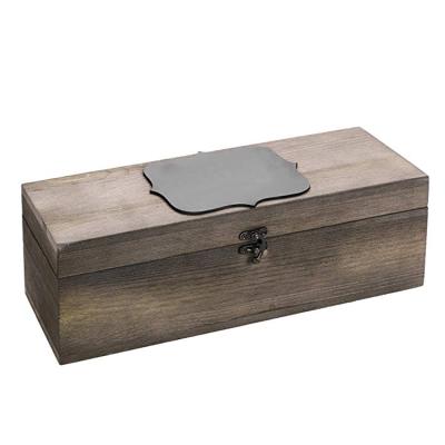 China Retro Design Style Handmade Wooden Wine Box Wooden Wine Gift Box And Suitcase With Blackboard Label for sale