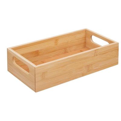 China Eco-Freindly High Quality Rustic Natural Bamboo Snack Storage Box With Handle For Kitchen Living Room for sale