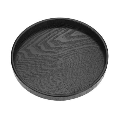 China Eco-friendly Modern High Quality Natural Black Wooden Round Serving Tray Wooden Log Tea Tray for sale