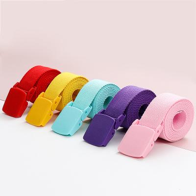 China Casual Macaron Colors Easy Cut Plastic Webbing Buckle Belt Outdoor Canvas Web Belt for sale