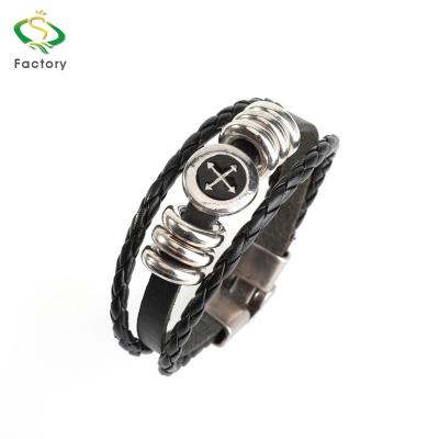 China Hot Fashion Trendy Cheap Style Jewelry Hand Alloy Braided Leather Bracelet For Different People for sale