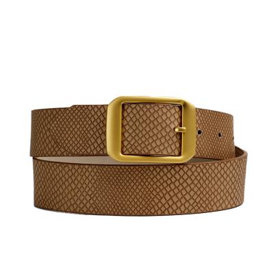 China PU Jean Belt Golden Buckle Leather Casual Belts For Men Women Custom Belt for sale