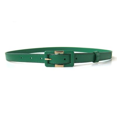 China Multi Color Ladies Belts Women Full Grain Square Buckle Fashion Cow Leather Belt Women Leather Trim Slim Belt for sale