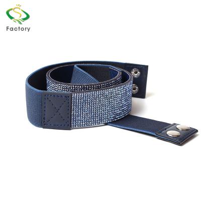 China Luxury Buckle Free Rhinestone Belts Women Elastic Waistband for sale