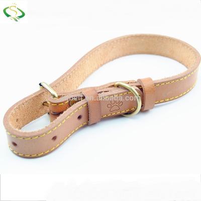 China Sustainable Eco-friendly Custom Genuine Leather Dog Pet Collars Leather Leashes For Sale for sale