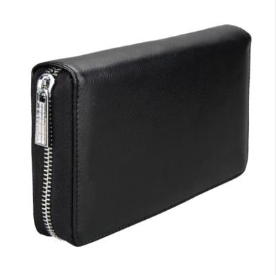 China Custom Vintage 2020 Fashion LOGO RFID Long Zipper Purses Lash Leather Card Wallet For Men for sale