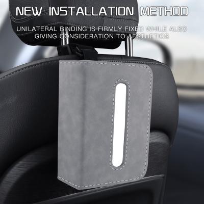 China PVC leather Car Portable Tissue Storage Cover Car Sun Visor Hanging Leather Tissue Bag Car Sun Shield Tissue Box Armrest Box for sale