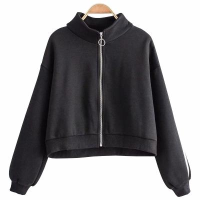 China Ladies Zipper Female Sweatshirt Anti Shrink No Pocket Gym Sports Zipper Plain Hoodies For Women for sale