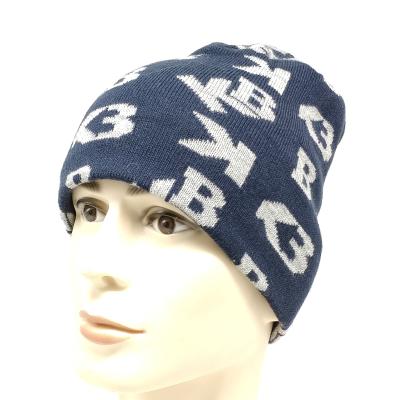 China JOINT Custom Winter Ski Sport Warm Mens Jacquard Knit Skull Beanie Hat for sale