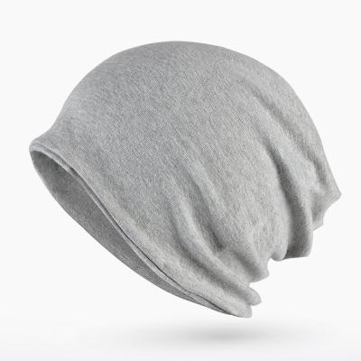 China COMMON Simple Gray Solid Color Soft Knit Thin Fabric Recycling Beanie for sale