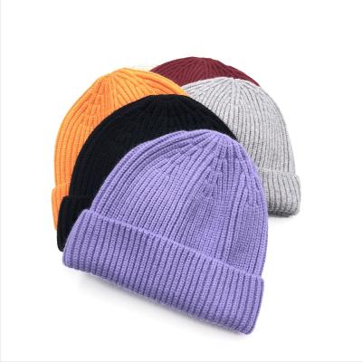 China Chunky COMMON 100% Cotton Knit Beanie Hat Cap For Mens Winter for sale