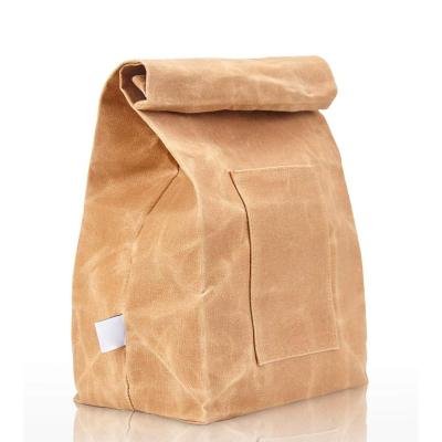 China Waterproof Canvas Lunch Bag Waterproof Durable Eco Friendly Brown Styled Large Size Paper Bag for sale