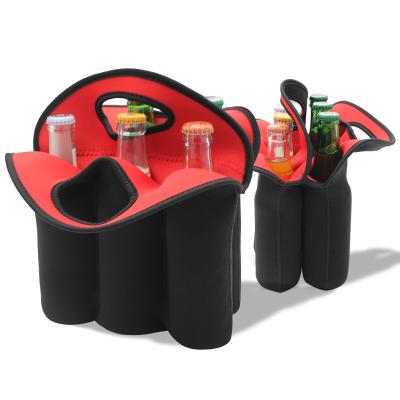 China Eco-friendly 6 Pack Bottle Can Beer Carrier Thick Cooler Neoprene Bag Insulated Wine Bag for sale