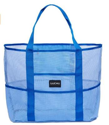 China Custom Picnic Time Logo Tote Foldable Waterproof Mesh Beach Bag Cavity Shoulder Bag Large for sale