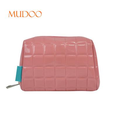 China 2019 LARGE CAPACITY ZIPPER COSMETIC BAG PU BAG PLAID COSMETIC BAG PINK PINK COSMETIC BAG for sale