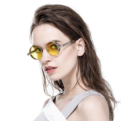 China Fashion Sunglasses Spring UV400 Unisex Frame Sun Shading Retro Round Steampunk Sunglasses Men Women for sale