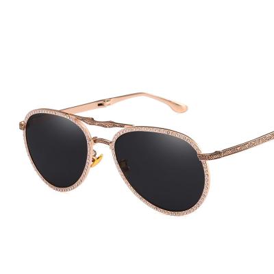 China Fashion 2020 New Arrival Fashion Sunglasses Diamond Shades Portable Aviation Sunglasses Foldable for sale