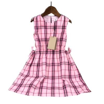 China New Design Washable Kids Wear Plaid Sleeveless Soft Cotton Retro Style Summer Girls Dresses Kids Clothing for sale