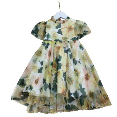 China Direct Selling Washable Kids Clothing Girls Shorts Sleeves Floral Pattern Dresses Kids Clothes For Summer for sale