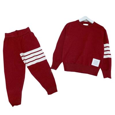 China Anti-pilling Casual Kids Wear Girls Clothing 2Pcs 65%Cashmere+35%Cotton Pullover Sweater Tops And Pants Sets Kids Clothes For Spring Autumn for sale