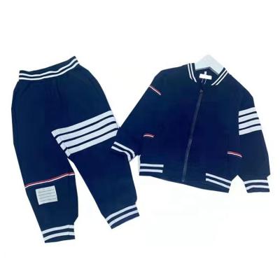 China Preppy Style Kids Clothing Boys Clothing Set Cotton Full-Zip Jacket & Jogger Casual Sweatpants With Stripes Kids Clothes for sale