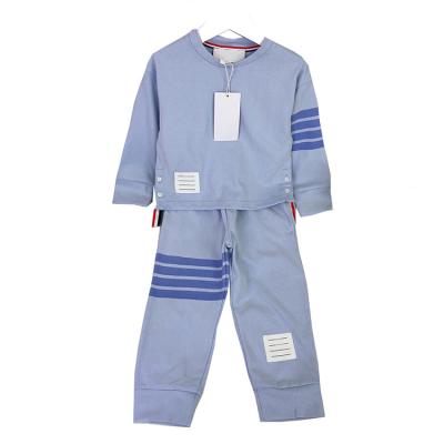 China Cotton Casual High Quality Stripe Clothing Set Kids Long Sleeve Shirt And Pants Kids Pajamas Kids Sleepwear for sale