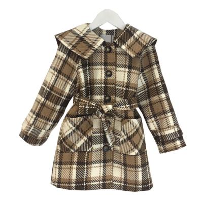 China Girls Windproof Clothing Single Breasted Plaid Long Anorak Kids Overcoat Kids Quilted Jackets England Style Kids Wear For Winter for sale