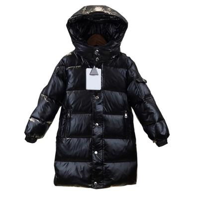 China Kids Winter Long Warm Anti-wrinkle Outwears Girls Down Coats Stripper Jackets With Zipper 90% White Duck Down +10% Duck Feather Kids Wear for sale