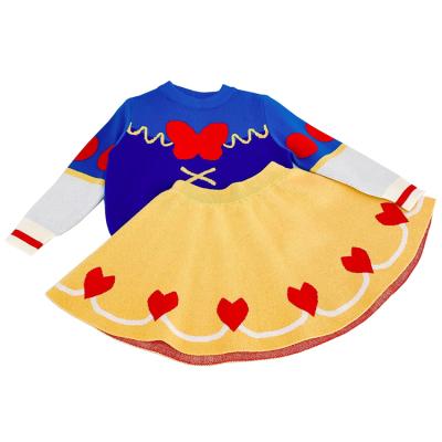 China Sweet Kids Dress Girls Clothes Sweater Sweater Tops And Skirt Set With Butterfly And Heart Patchwork Sweet Princess Costume Wear for sale