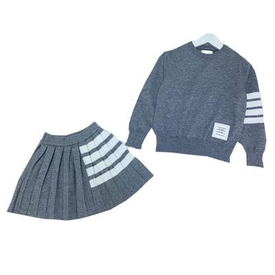 China Kids Girls Casual Loungewear Long Sleeve Pullover 65%Cashmere+35%Cotton Sweater And Skirt Set Kids Sweaters For Spring Autumn for sale