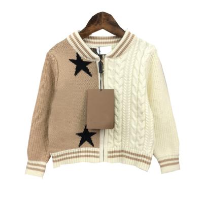 China Anti-Wrinkle Spring Autumn Kids Sweaters Girls Long Sleeve Zipper Knitwear With Stars Picture Kids Clothes Children Soft Casual Wear for sale