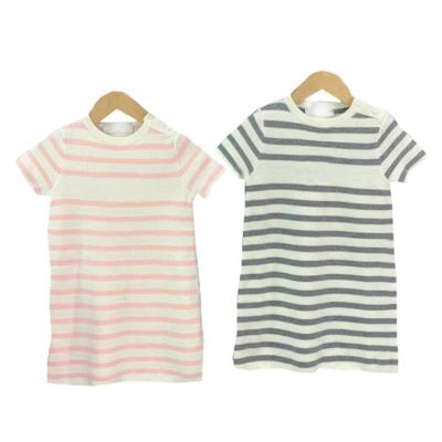 China New Breathable Knitted Merino Wool Girls Dresses Kids Sweaters Casual Short-sleeves Striped Kids Clothes For Spring Fall for sale