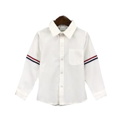 China Anti-pilling kids clothes formal boys girls sleeve long buttoned collared dress shirt soft cotton striped kids wear for spring fall for sale