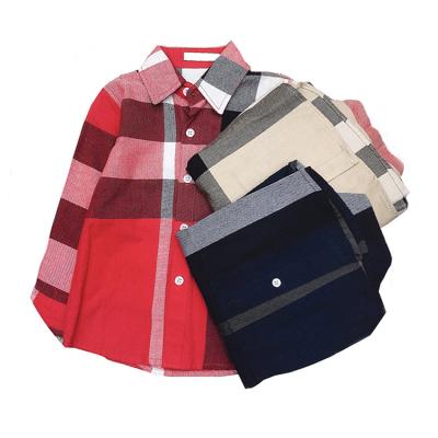 China Autumn Casual Kids Long Sleeve Anti-pilling Spring Dress Shirt Cotton Plaid Boys Shirts Buttoned Collared Kids Clothes Kids Wear for sale